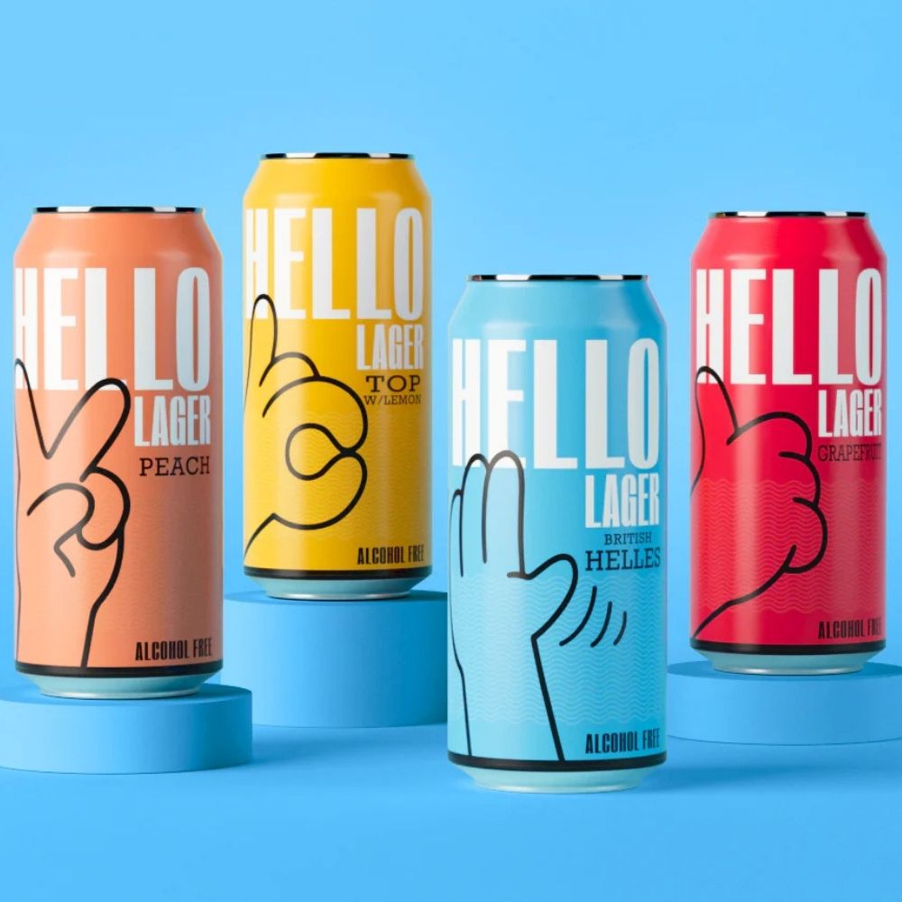HELLO Lager Top w/ Peach 0.5% ABV | Alcohol‑Free Helles Lager 440ml Can