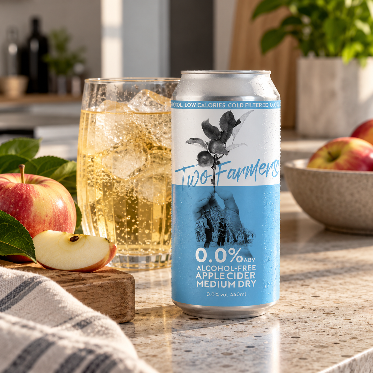 Two Farmers Alcohol-Free Cider 0.0% 440ml | Artisan Alcohol-Free Cider
