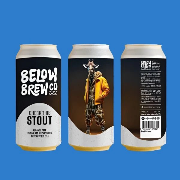 Below Brew Co 'Check This Stout' Alcohol Free Chocolate & Honeycomb Stout (0.5% ABV) - Wise Bartender - Beer