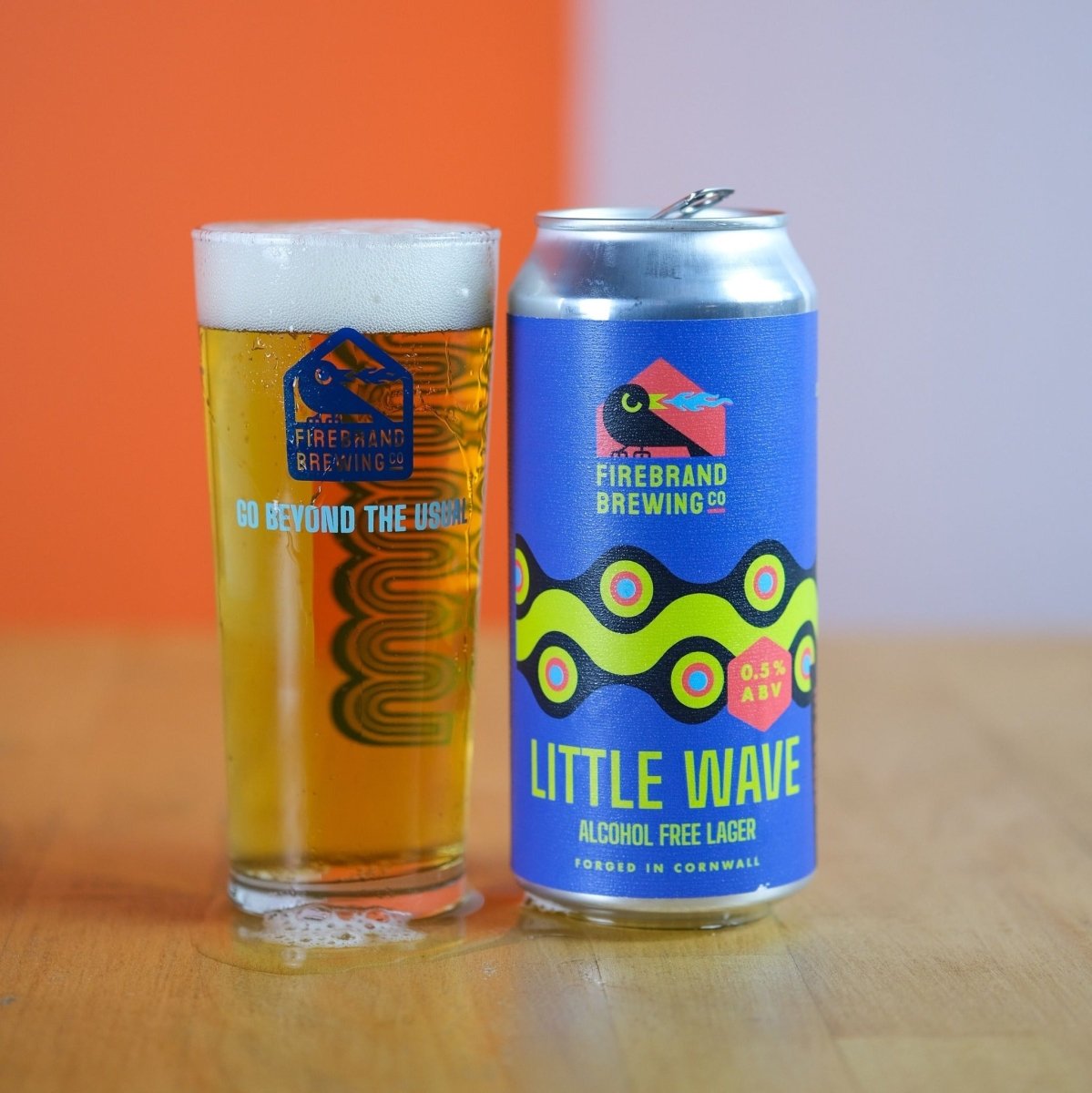 Firebrand Brewing Co 'Little Wave' Alcohol Free Lager (0.5% ABV) - Wise Bartender - Beer
