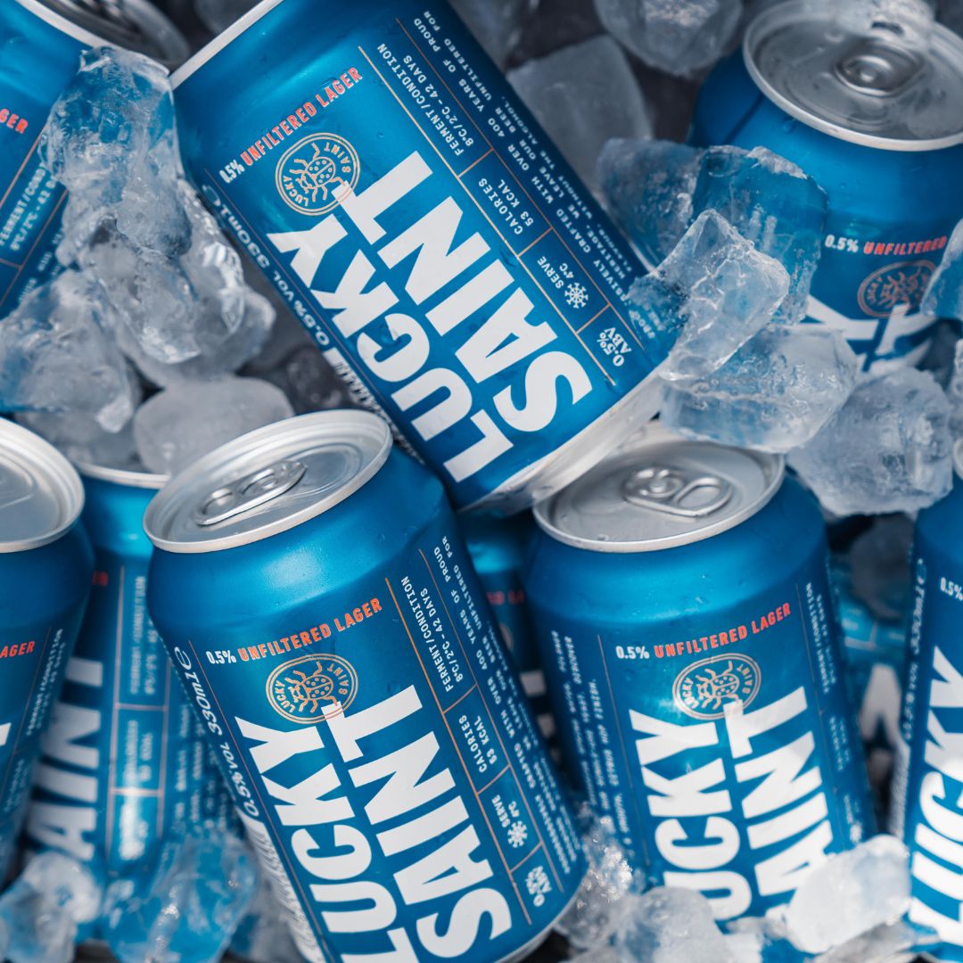 Lucky Saint Unfiltered Alcohol Free Lager Can (0.5% ABV) - Wise Bartender - Beer