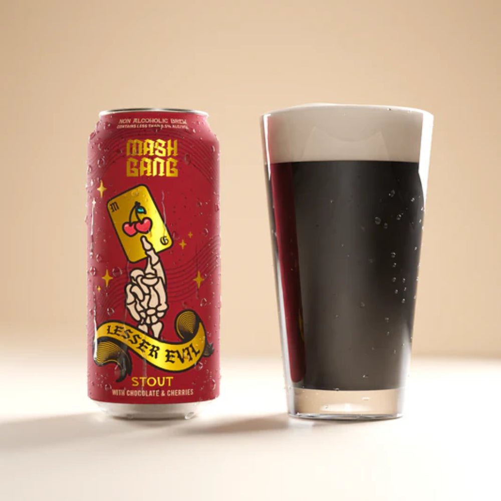 Mash Gang 'Lesser Evil' Alcohol Free Cherry Chocolate Stout (0.5% ABV) - Wise Bartender - Beer