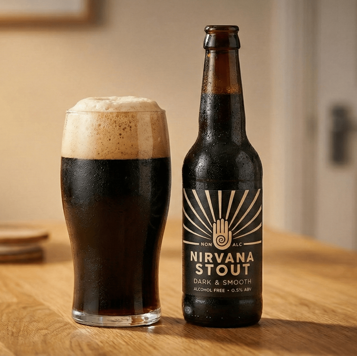 Nirvana’s Dark & Smooth Alcohol Free Stout 0.5% | 330ml Bottle - Wise Bartender - Beer