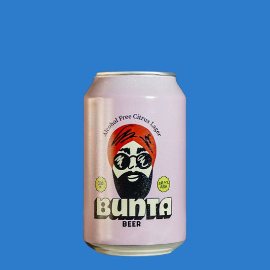 Bunta Citrus Lager 0.5% ABV | Alcohol‑Free Indian‑Inspired Craft Lager 330ml