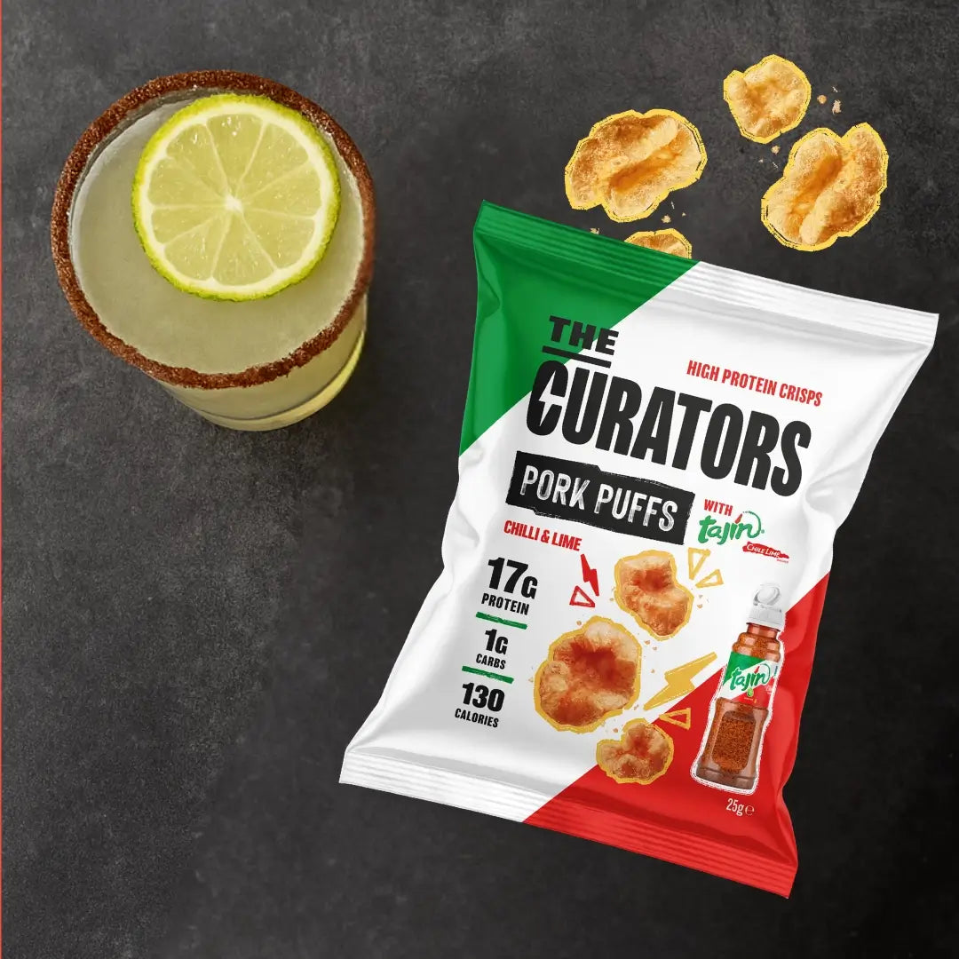 The Curators Tajín Pork Puffs 25g | High Protein Chilli & Lime Snack