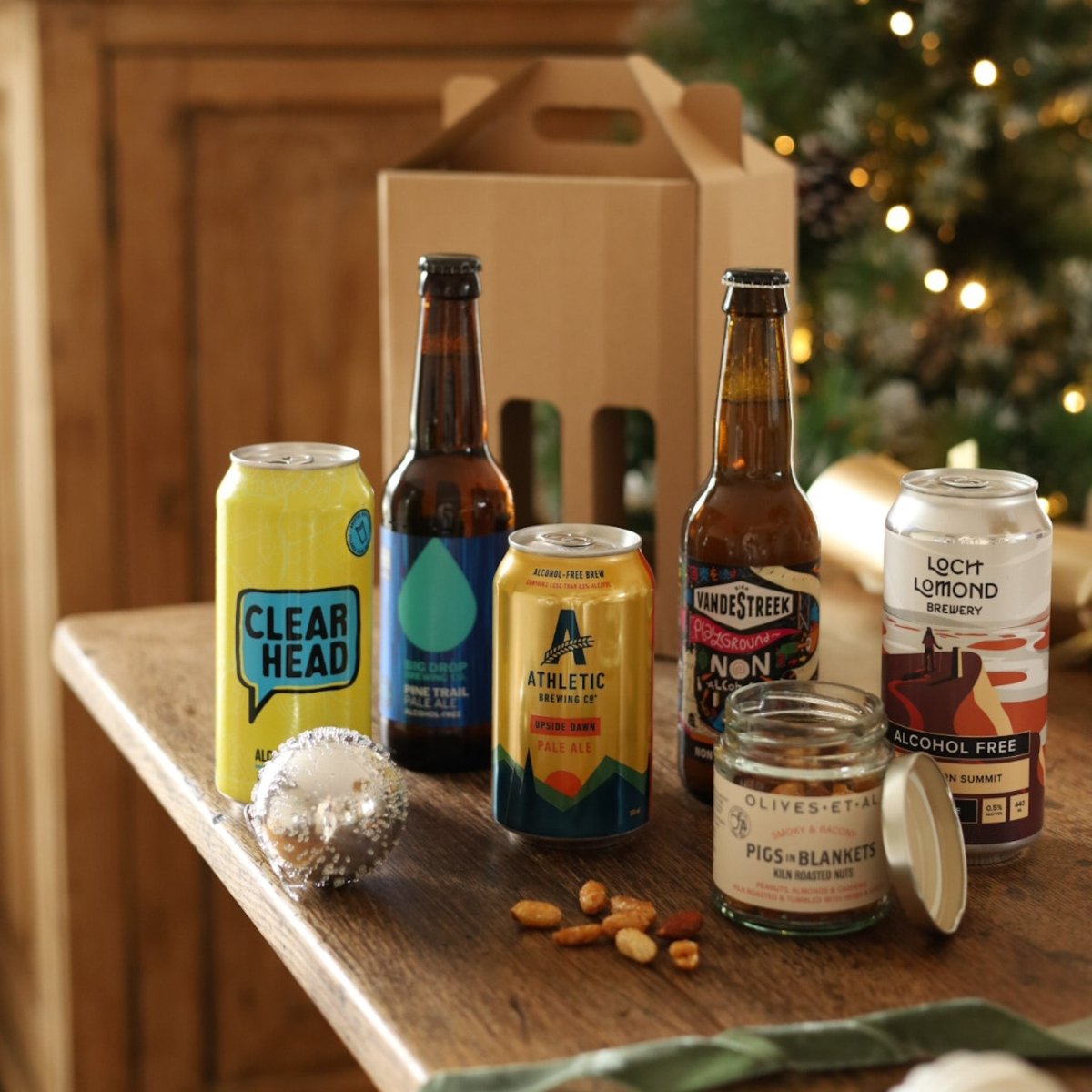 5 Alcohol Free Ales & Nuts Gift Pack in Gift Box - Wise Bartender - Mixed Pack