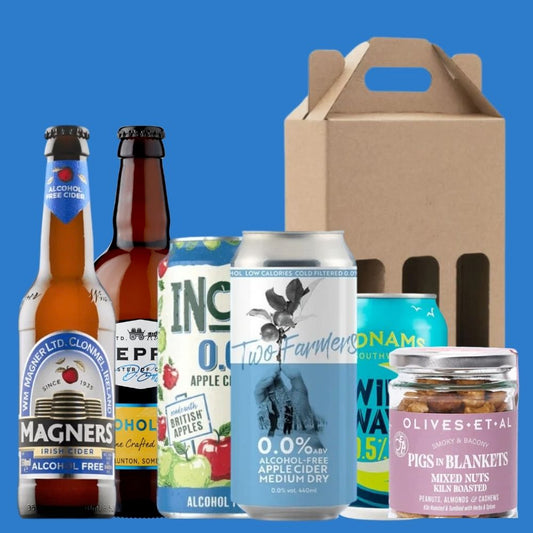 5 Alcohol Free Ciders & Pigs in Blankets Nuts Gift Pack in Gift Box - Wise Bartender - Mixed Pack
