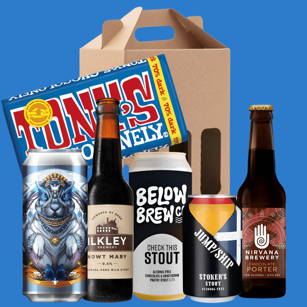 5 Bottle Alcohol Free Dark Beer Chocolate Bar & Gift Box