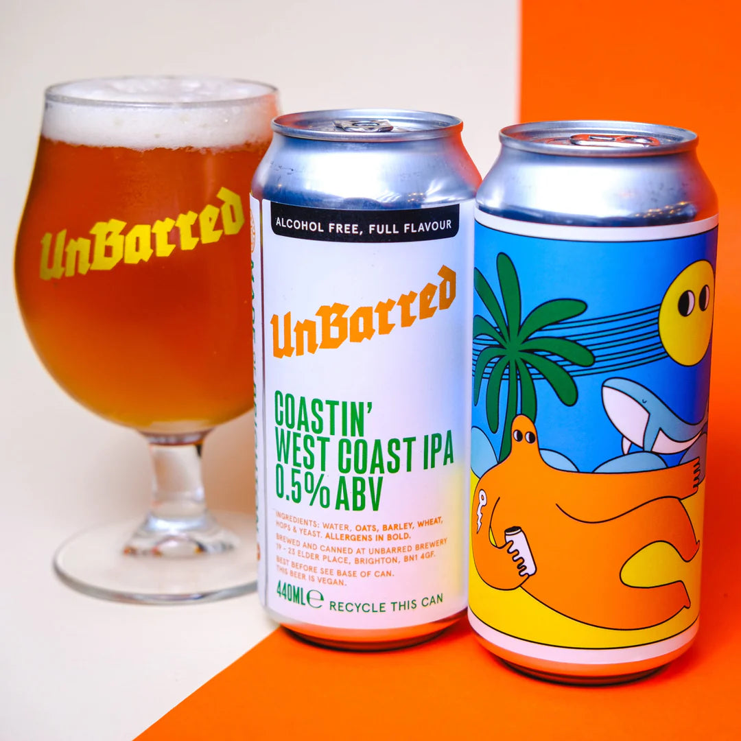 Unbarred Brewery 'Coastin' Alcohol Free West Coast IPA (0.5% ABV)