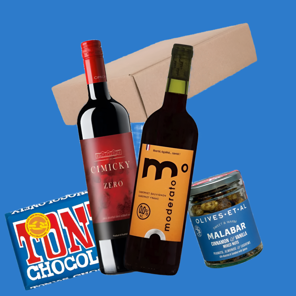 Alcohol Free Red Wine, Chocolate & Nuts in Gift Box