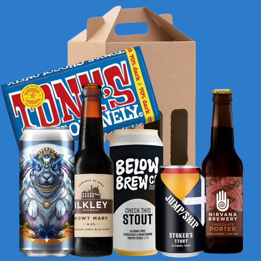 5 Bottle Alcohol Free Dark Beer, Chocolate Bar & Gift Box (Save 5%)