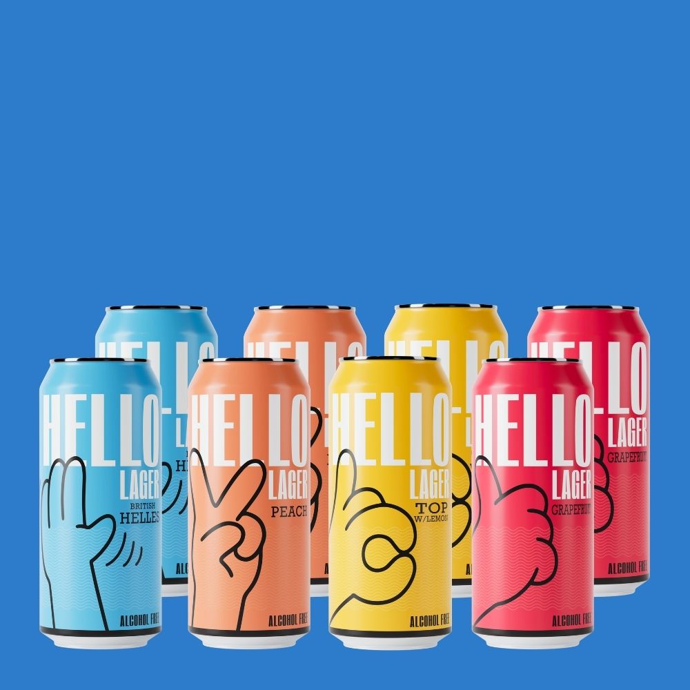 HELLO Lager Mixed 8‑Pack 0.5% ABV | Alcohol‑Free Helles Lager Selection