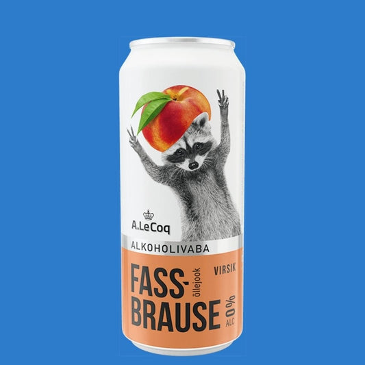 A. Le Coq `Fassbrause Peach` Alcohol - Free Beer (0.0% ABV) - Wise Bartender - Lager