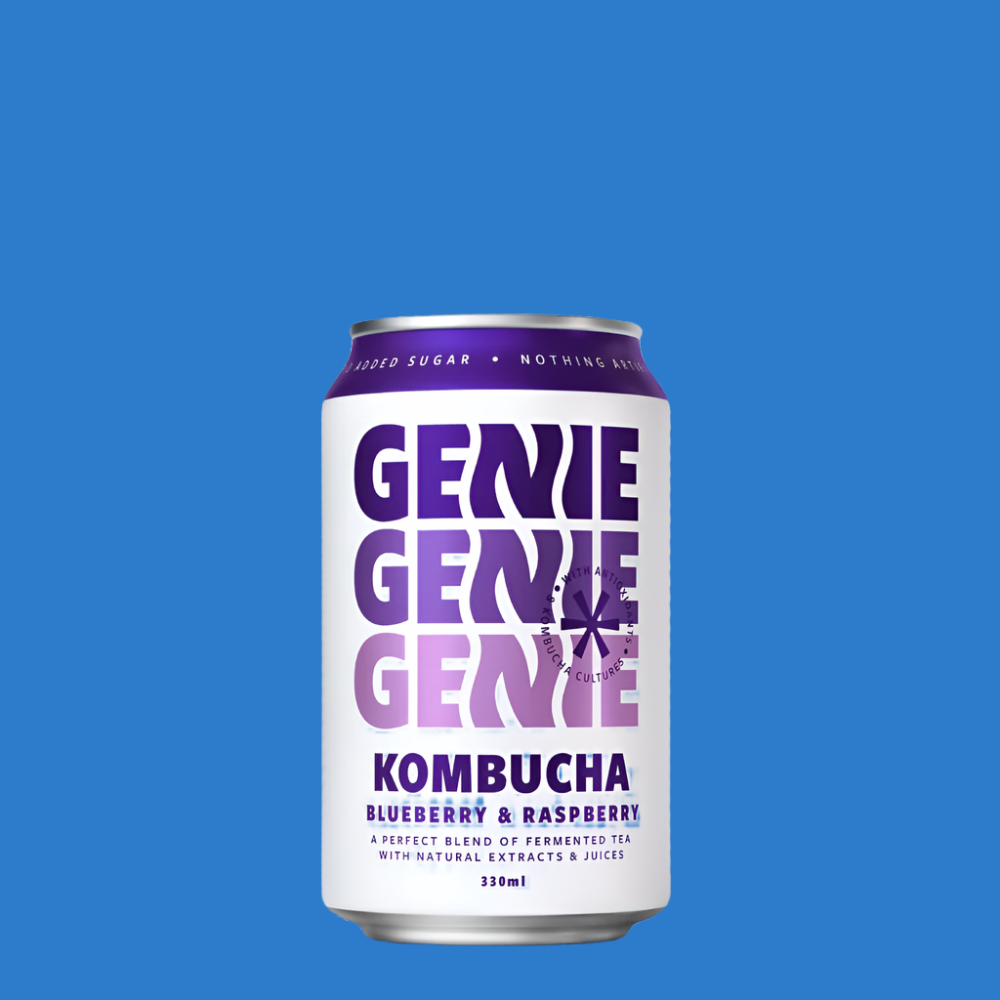 Genie Drinks 'Blueberry & Raspberry'  Kombucha Soda (0% ABV)