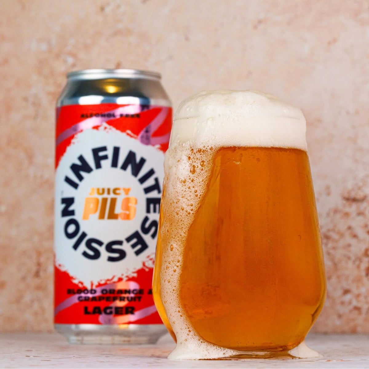 Infinite Session 'Juicy Pils' Alcohol Free Blood Orange & Grapefruit Lager (0.5%) - Wise Bartender - Beer