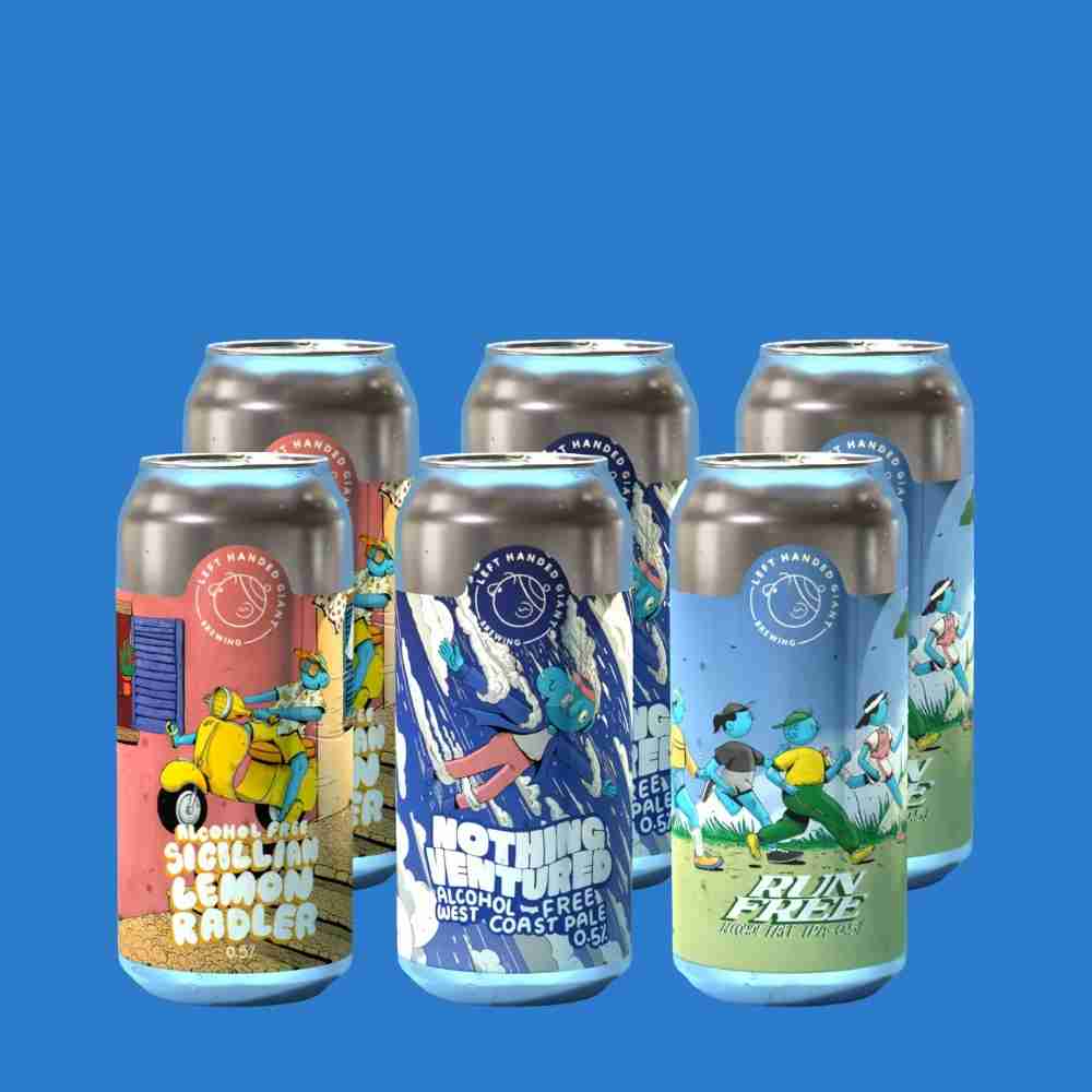 Left Handed Giant Alcohol - Free Mixed 6 Can Pack (0.5% ABV) - Wise Bartender - Beer