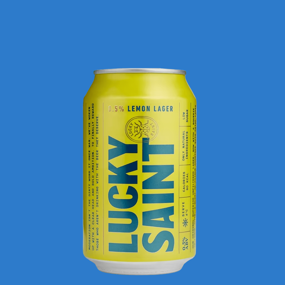 Lucky Saint Alcohol Free Lemon Lager Can (0.5% ABV) - Wise Bartender - Beer
