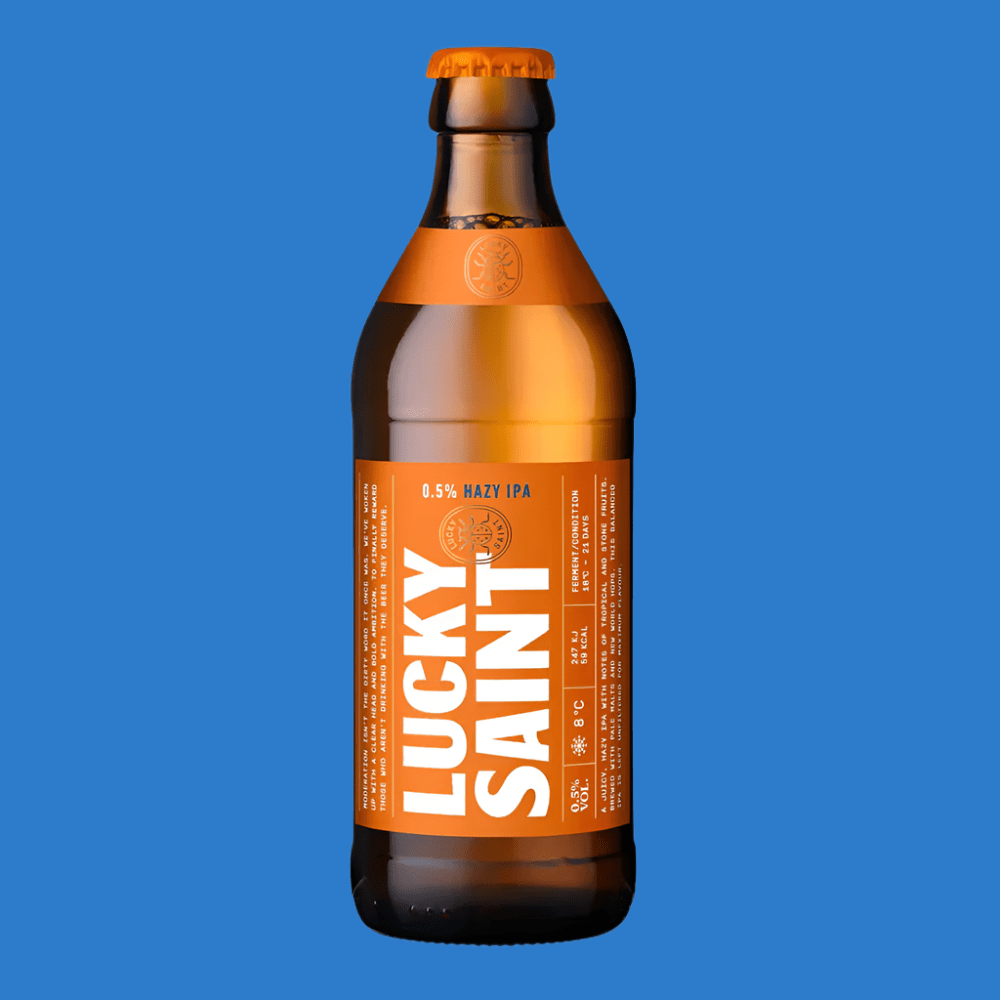 Lucky Saint Hazy Alcohol Free IPA Bottle (0.5% ABV) - Wise Bartender - Beer