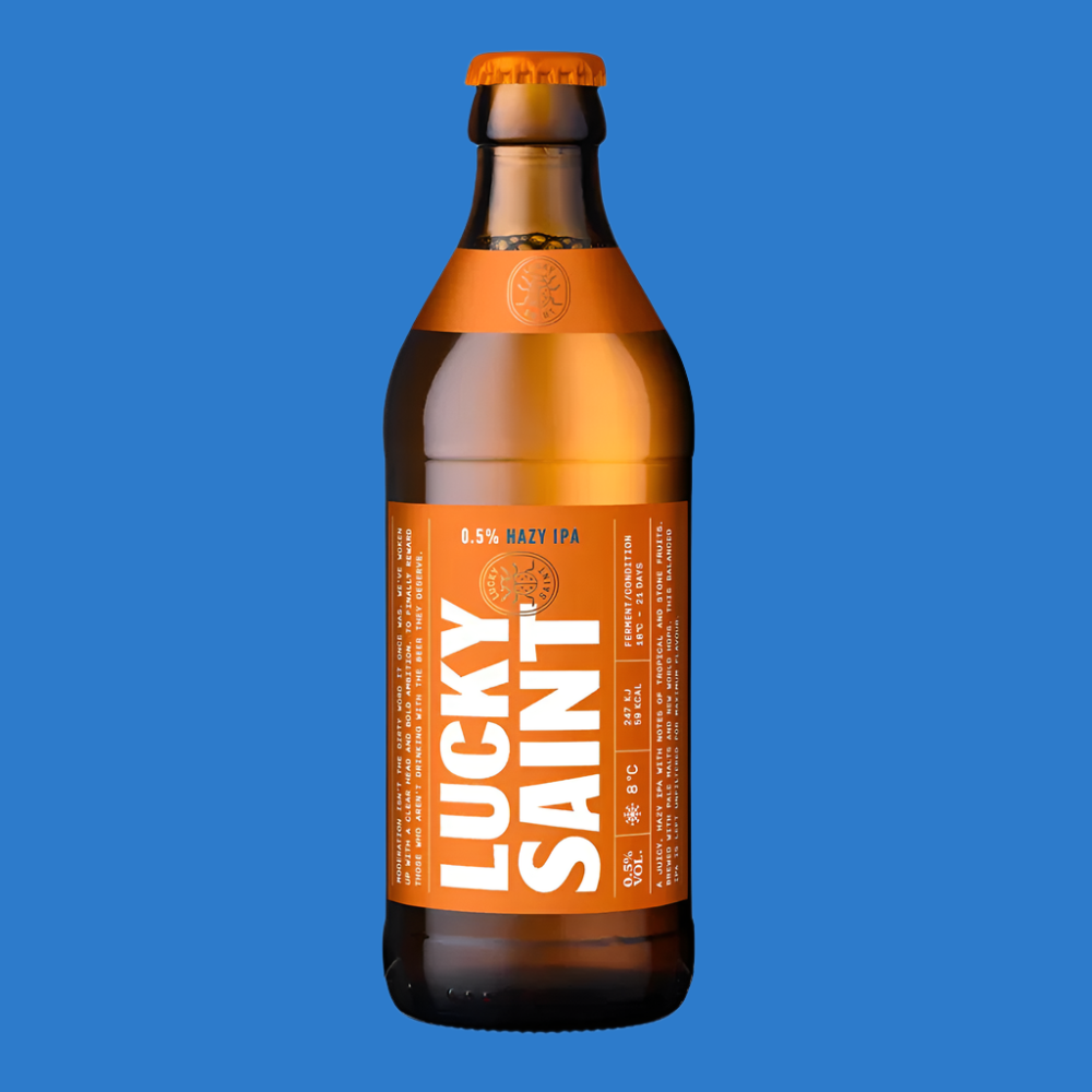 Alcohol Free  Non Alcoholic Lucky Saint Unfiltered Lager Can (0.5% ABV) - Wise Bartender - Wise Bartender