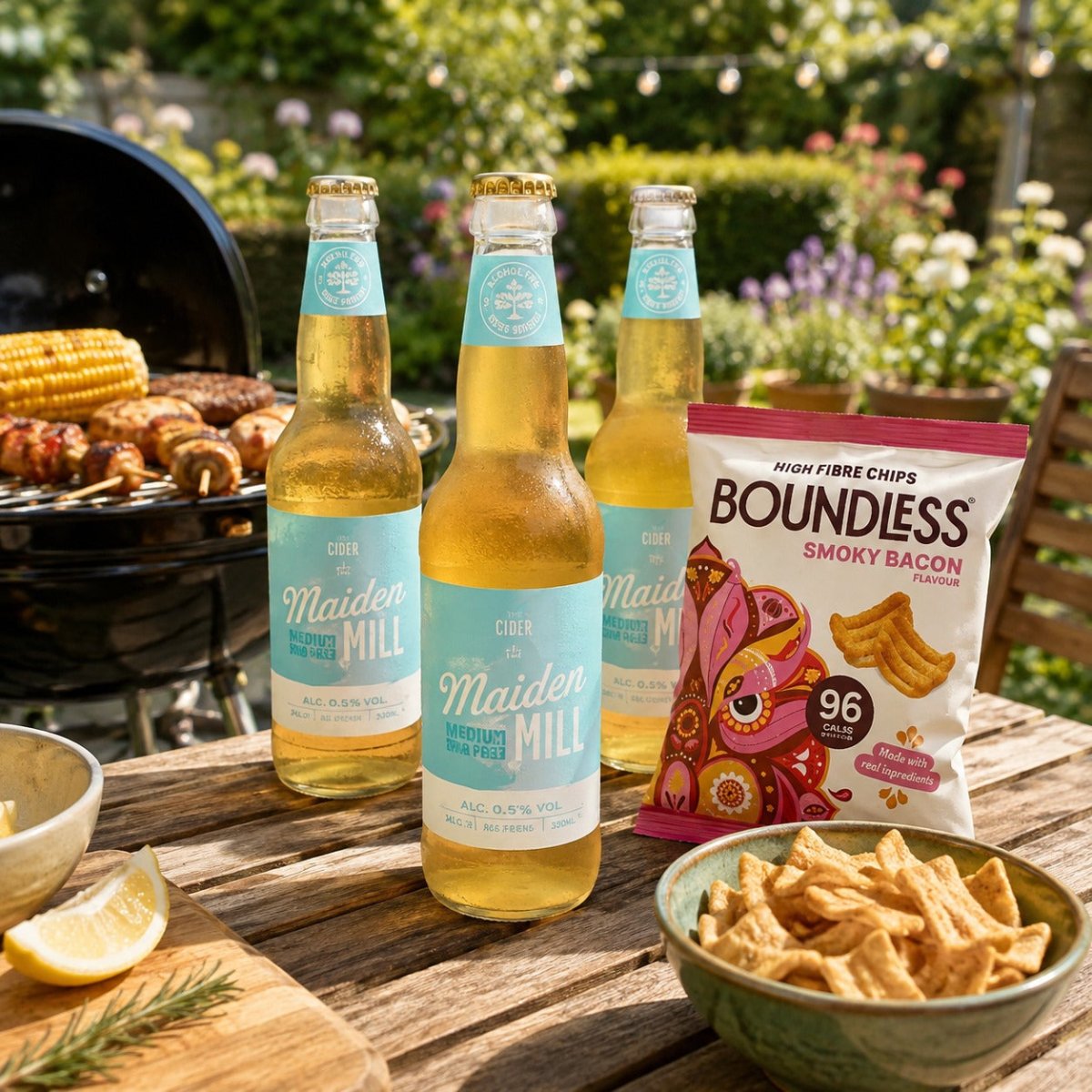 Maiden Mill Flyer Cider Pack | 12 Alcohol‑Free Ciders + Boundless Smoky Bacon Chips - Wise Bartender - Beer