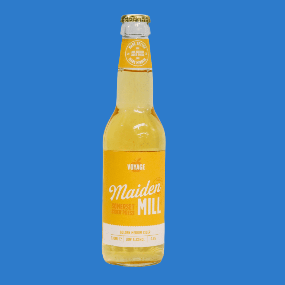 Maiden Mill Voyage Golden Medium Alcohol Free Cider 05 ABV - Wise Bartender