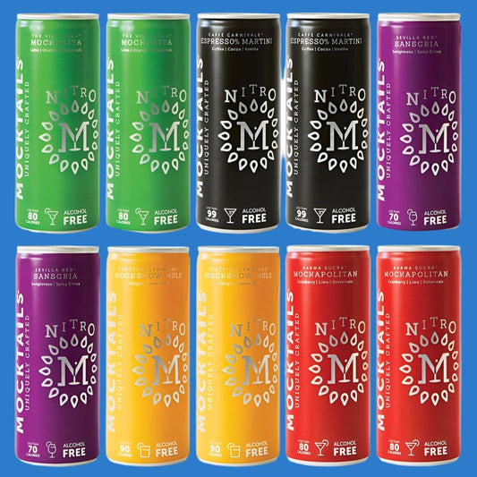 Mocktails Alcohol Free 10 Can Mixed Nitro Cocktail Pack - Wise Bartender - Mixed Pack