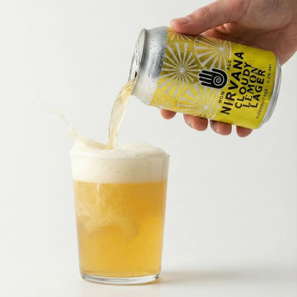 Nirvana Cloudy Lemon Lager 0.2% ABV | Alcohol‑Free Radler‑Style Lager 330ml Can - Wise Bartender - Beer