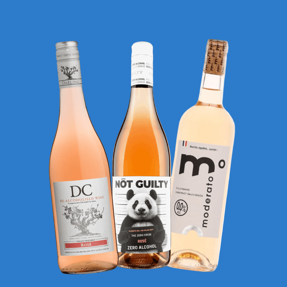 Rosé Wine Alcohol Free Show Case - 3 & 6 Bottle Packs (0.5% ABV) - Wise Bartender - Mixed Pack