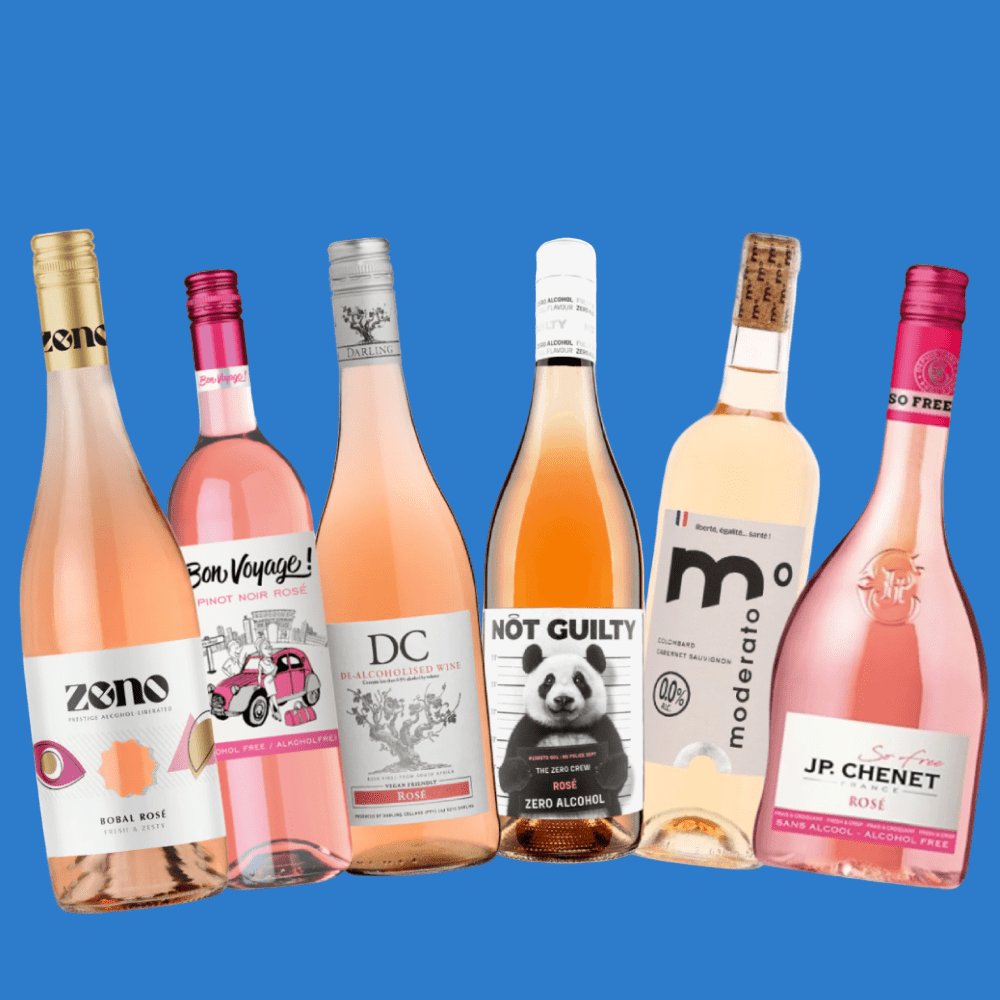 Rosé Wine Alcohol Free Show Case - 3 & 6 Bottle Packs (0.5% ABV) - Wise Bartender - Mixed Pack