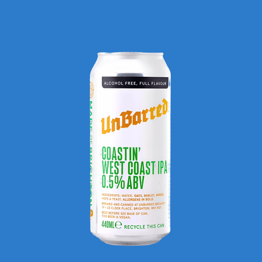 Unbarred Brewery 'Coastin' Alcohol Free West Coast IPA (0.5% ABV) - Wise Bartender - Beer