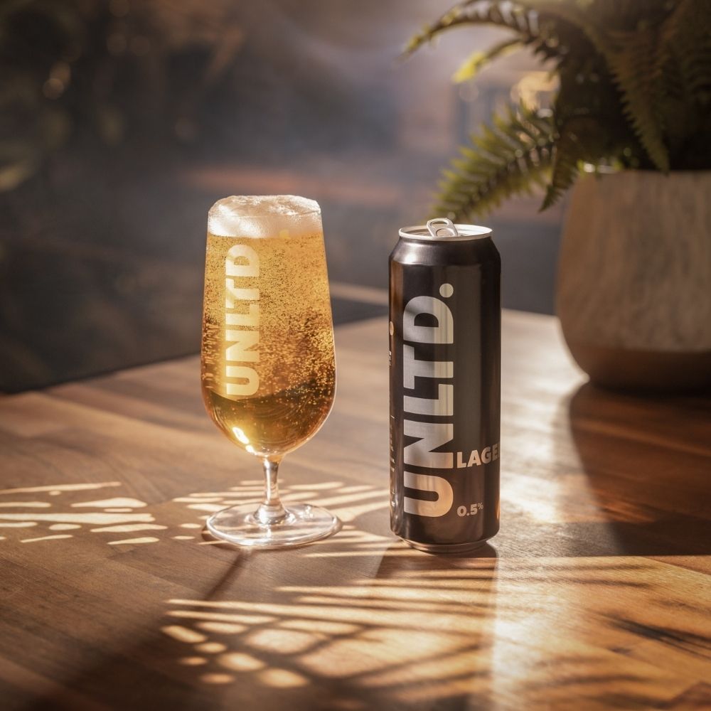 UNLTD Alcohol‑Free Lager Pint Can (568ml) | 0.5% ABV Low‑Calorie Lager - Wise Bartender - Beer