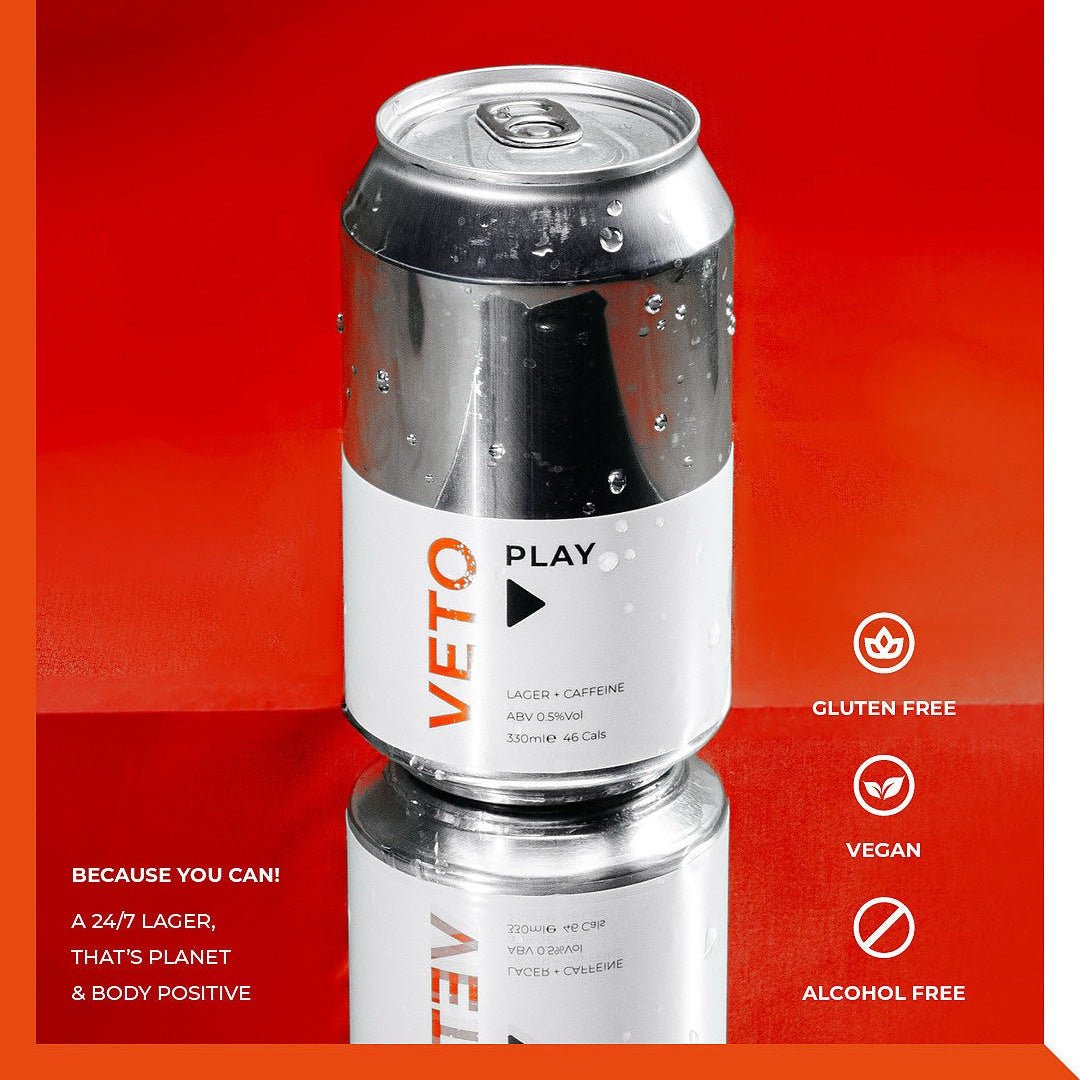 VETO PLAY | Alcohol‑Free Lager with Caffeine | 0.5% ABV - Wise Bartender - 
