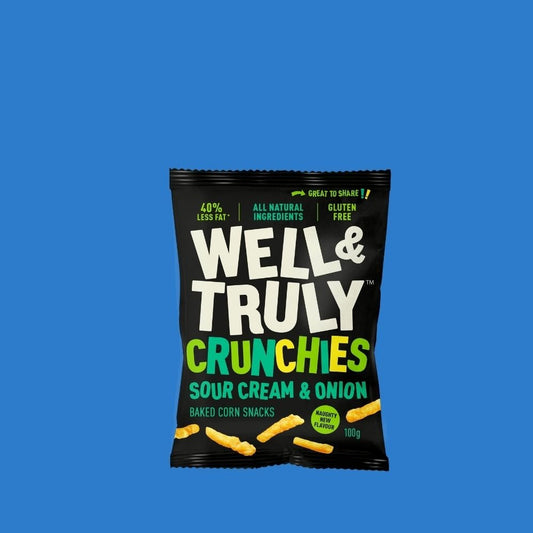 Well & Truly Sour Cream & Onion Crunchies (100g) | Gluten Free Baked Snack - Wise Bartender - Snack